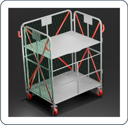 Foldable MS Wire/Nylon Mesh Trolley for large volume  