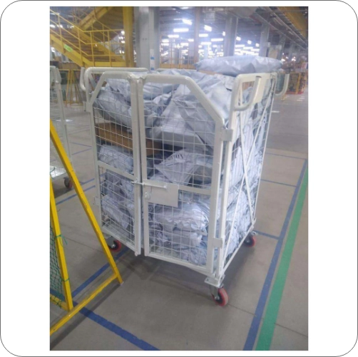 Foldable MS Wire/Nylon Mesh Trolley for large volume 