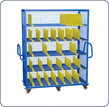 Movable compartments multiple level carts (Wire/Nylon Mesh) mesh pick carts